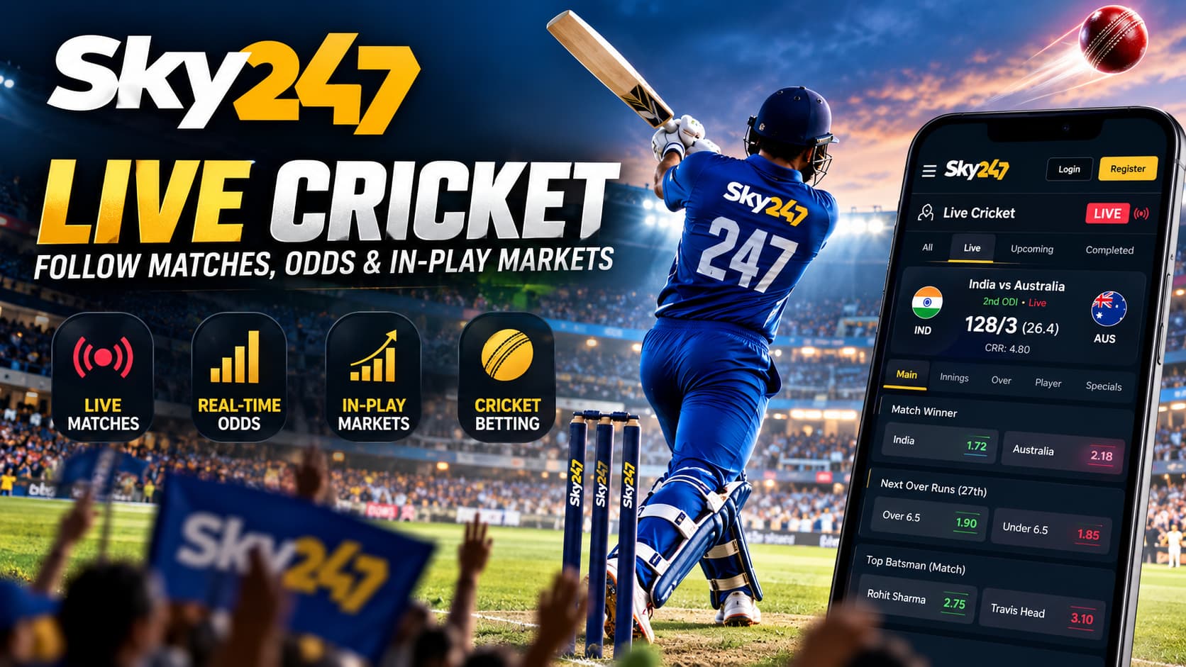 Read more about the article Sky247 Live Cricket: Follow Matches, Odds & In-Play Markets