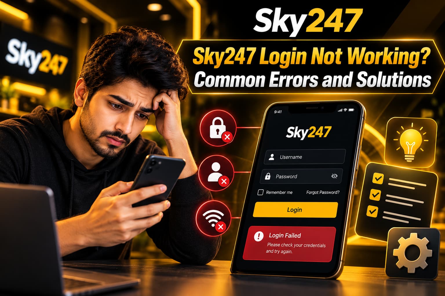 Sky247 login not working on Android showing login errors, password issues, and account troubleshooting solutions